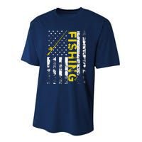 American Flag Fishing Rod USA Patriotic Hoodie Performance Sprint T-Shirt