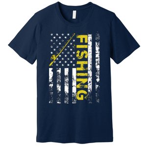 American Flag Fishing Rod USA Patriotic Hoodie Premium T-Shirt