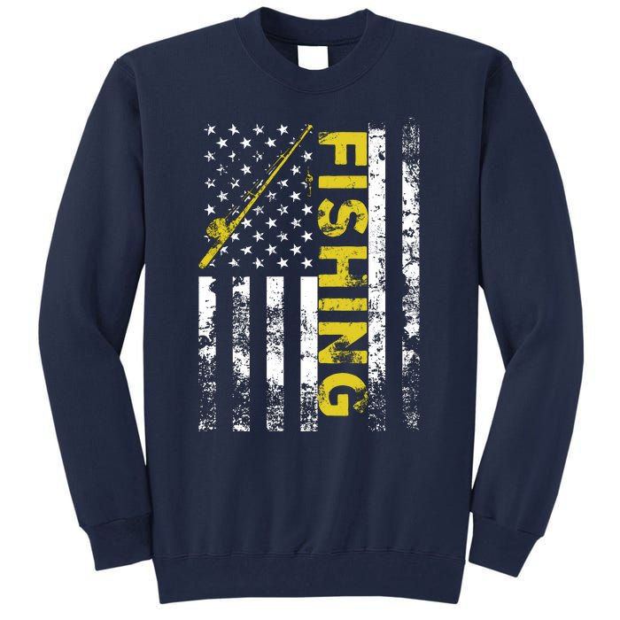 American Flag Fishing Rod USA Patriotic Hoodie Tall Sweatshirt