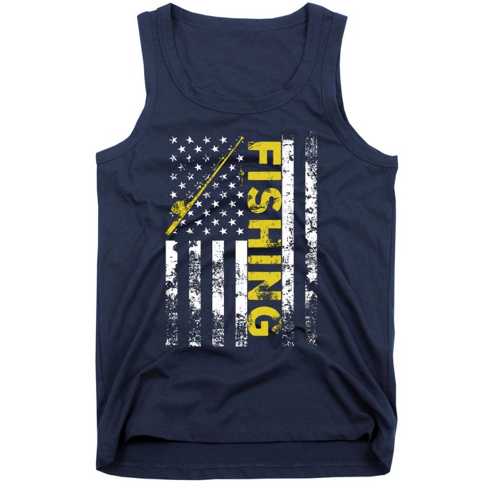 American Flag Fishing Rod USA Patriotic Hoodie Tank Top