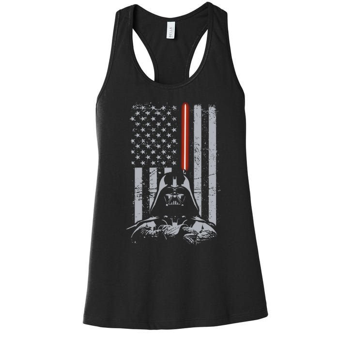 America Flag Funny Dad Humor Father's Day Women's Racerback Tank