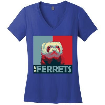 Adopt Ferrets Ferret Costume Ferret Plushie Gift Women's V-Neck T-Shirt