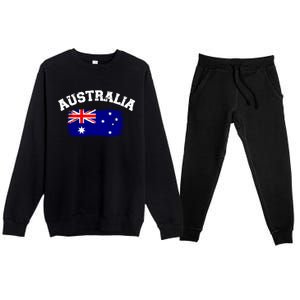 Australia Flag Funny Gift Premium Crewneck Sweatsuit Set