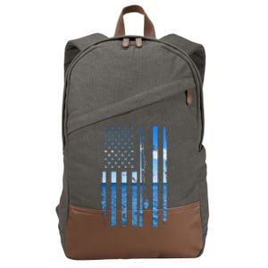 American Flag Fish Fisher Fisherman Funny Bass Fishing Usa Cotton Canvas Backpack