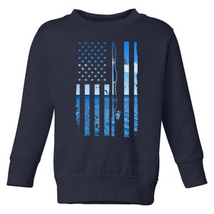 American Flag Fish Fisher Fisherman Funny Bass Fishing Usa Toddler Sweatshirt