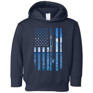 American Flag Fish Fisher Fisherman Funny Bass Fishing Usa Toddler Hoodie