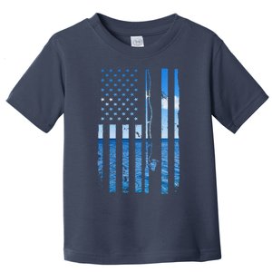 American Flag Fish Fisher Fisherman Funny Bass Fishing Usa Toddler T-Shirt