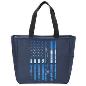 American Flag Fish Fisher Fisherman Funny Bass Fishing Usa Zip Tote Bag