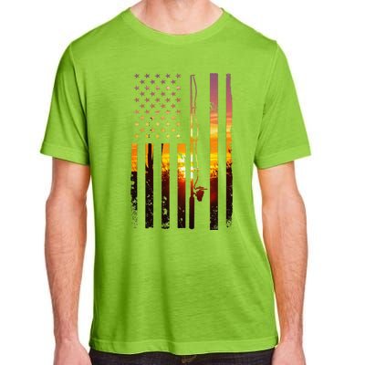 American Flag Fish Fisher Fisherman Funny Bass Fishing Usa Adult ChromaSoft Performance T-Shirt