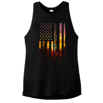 American Flag Fish Fisher Fisherman Funny Bass Fishing Usa Ladies PosiCharge Tri-Blend Wicking Tank