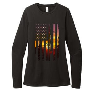 American Flag Fish Fisher Fisherman Funny Bass Fishing Usa Womens CVC Long Sleeve Shirt