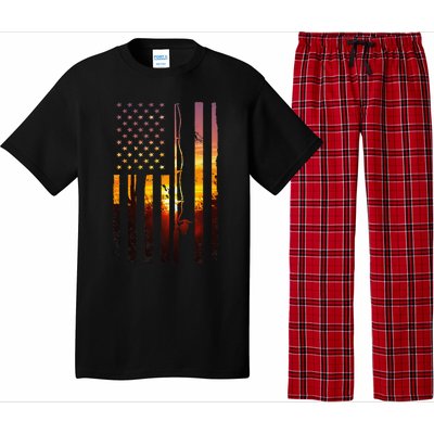 American Flag Fish Fisher Fisherman Funny Bass Fishing Usa Pajama Set