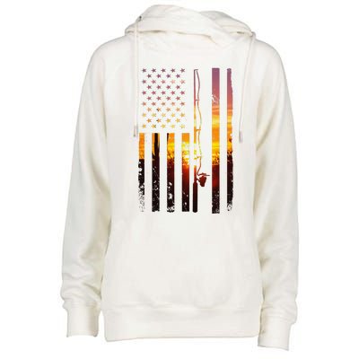 American Flag Fish Fisher Fisherman Funny Bass Fishing Usa Womens Funnel Neck Pullover Hood