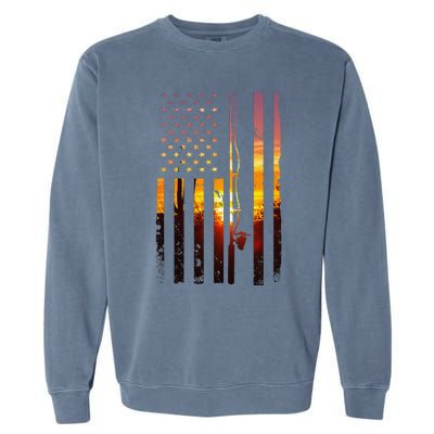 American Flag Fish Fisher Fisherman Funny Bass Fishing Usa Garment-Dyed Sweatshirt