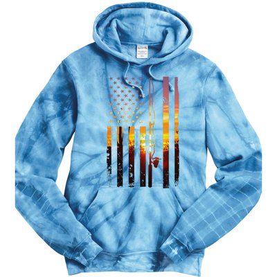 American Flag Fish Fisher Fisherman Funny Bass Fishing Usa Tie Dye Hoodie