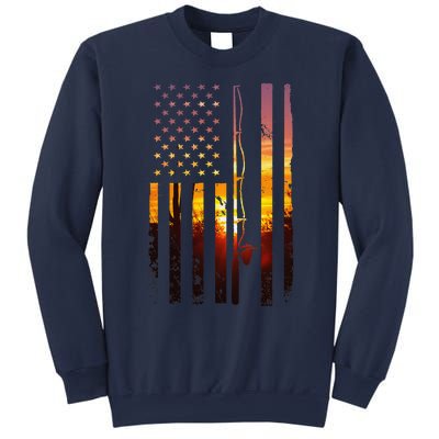 American Flag Fish Fisher Fisherman Funny Bass Fishing Usa Sweatshirt