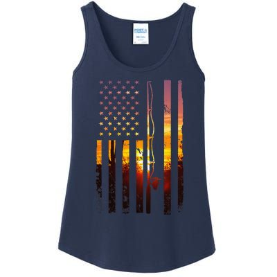 American Flag Fish Fisher Fisherman Funny Bass Fishing Usa Ladies Essential Tank