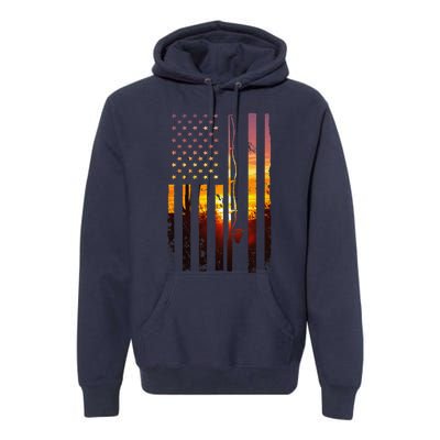 American Flag Fish Fisher Fisherman Funny Bass Fishing Usa Premium Hoodie