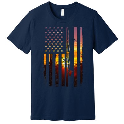 American Flag Fish Fisher Fisherman Funny Bass Fishing Usa Premium T-Shirt