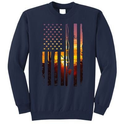 American Flag Fish Fisher Fisherman Funny Bass Fishing Usa Tall Sweatshirt