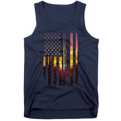 American Flag Fish Fisher Fisherman Funny Bass Fishing Usa Tank Top