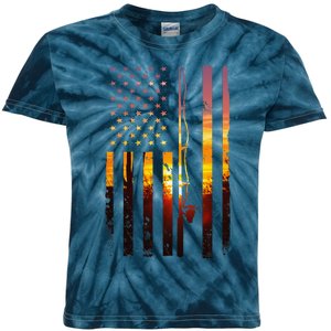 American Flag Fish Fisher Fisherman Funny Bass Fishing Usa Kids Tie-Dye T-Shirt