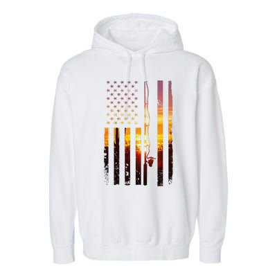 American Flag Fish Fisher Fisherman Funny Bass Fishing Usa Garment-Dyed Fleece Hoodie