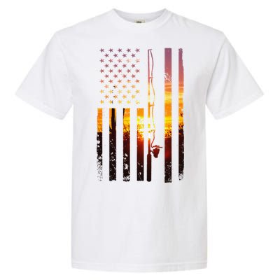 American Flag Fish Fisher Fisherman Funny Bass Fishing Usa Garment-Dyed Heavyweight T-Shirt