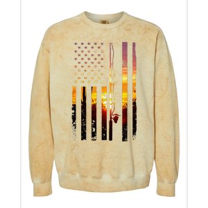 American Flag Fish Fisher Fisherman Colorblast Crewneck Sweatshirt