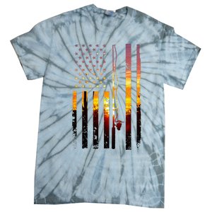 American Flag Fish Fisher Fisherman Tie-Dye T-Shirt