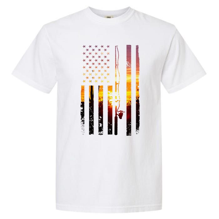 American Flag Fish Fisher Fisherman Garment-Dyed Heavyweight T-Shirt