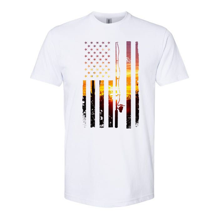 American Flag Fish Fisher Fisherman Softstyle CVC T-Shirt