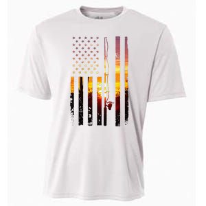 American Flag Fish Fisher Fisherman Cooling Performance Crew T-Shirt