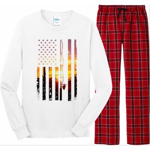 American Flag Fish Fisher Fisherman Long Sleeve Pajama Set