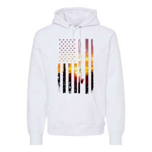 American Flag Fish Fisher Fisherman Premium Hoodie