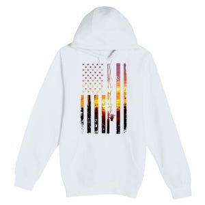 American Flag Fish Fisher Fisherman Premium Pullover Hoodie