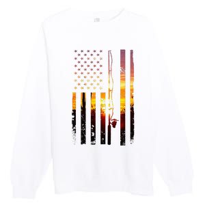 American Flag Fish Fisher Fisherman Premium Crewneck Sweatshirt