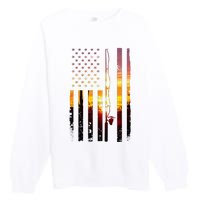 American Flag Fish Fisher Fisherman Premium Crewneck Sweatshirt