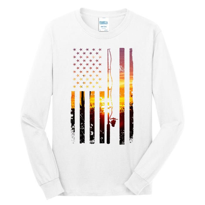 American Flag Fish Fisher Fisherman Tall Long Sleeve T-Shirt