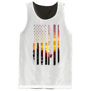 American Flag Fish Fisher Fisherman Mesh Reversible Basketball Jersey Tank