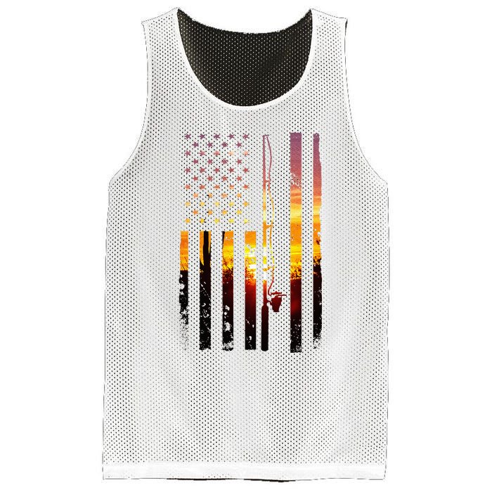 American Flag Fish Fisher Fisherman Mesh Reversible Basketball Jersey Tank