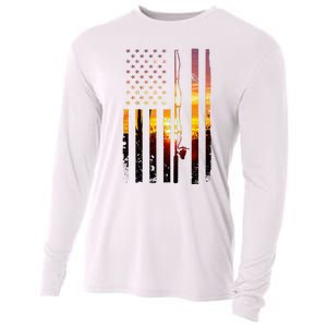 American Flag Fish Fisher Fisherman Cooling Performance Long Sleeve Crew