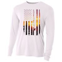 American Flag Fish Fisher Fisherman Cooling Performance Long Sleeve Crew