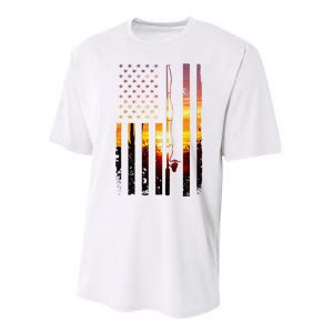 American Flag Fish Fisher Fisherman Performance Sprint T-Shirt