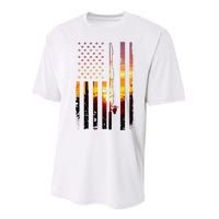 American Flag Fish Fisher Fisherman Performance Sprint T-Shirt