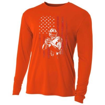 American Flag Football Team Gift Cooling Performance Long Sleeve Crew