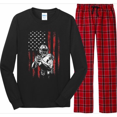 American Flag Football Team Gift Long Sleeve Pajama Set