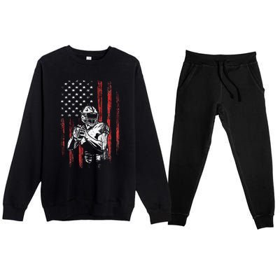 American Flag Football Team Gift Premium Crewneck Sweatsuit Set