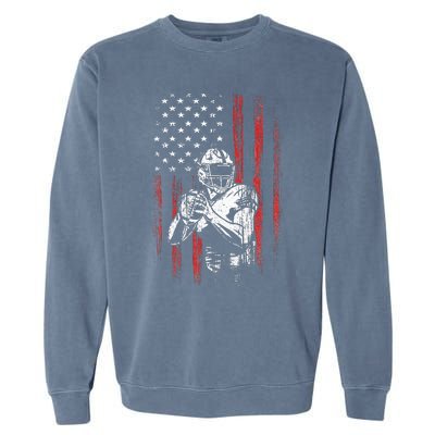 American Flag Football Team Gift Garment-Dyed Sweatshirt