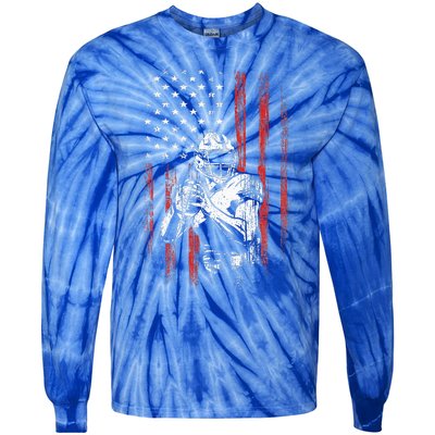 American Flag Football Team Gift Tie-Dye Long Sleeve Shirt